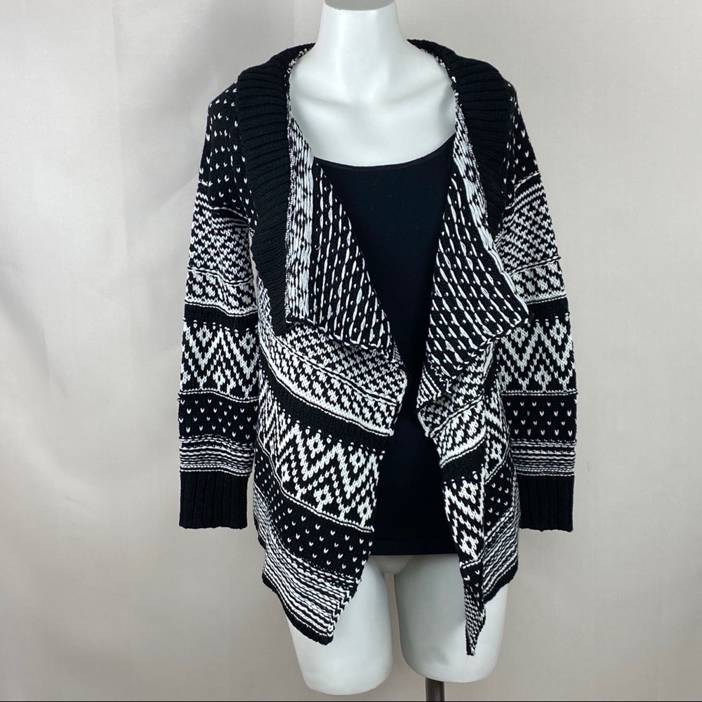 Poof Girl Cardigan Open Front Black and White